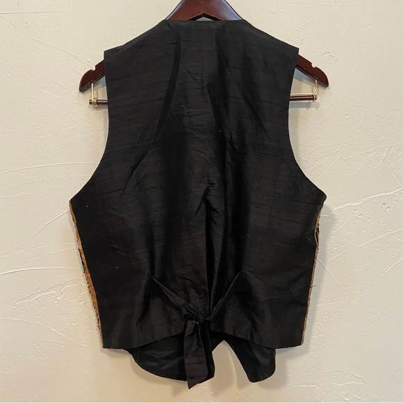 VINTAGE JUST FABULOUS SEQUIN LEOPARD ANIMAL PRINT SILK CAMP GLAM 80s VEST - Picture 9 of 16